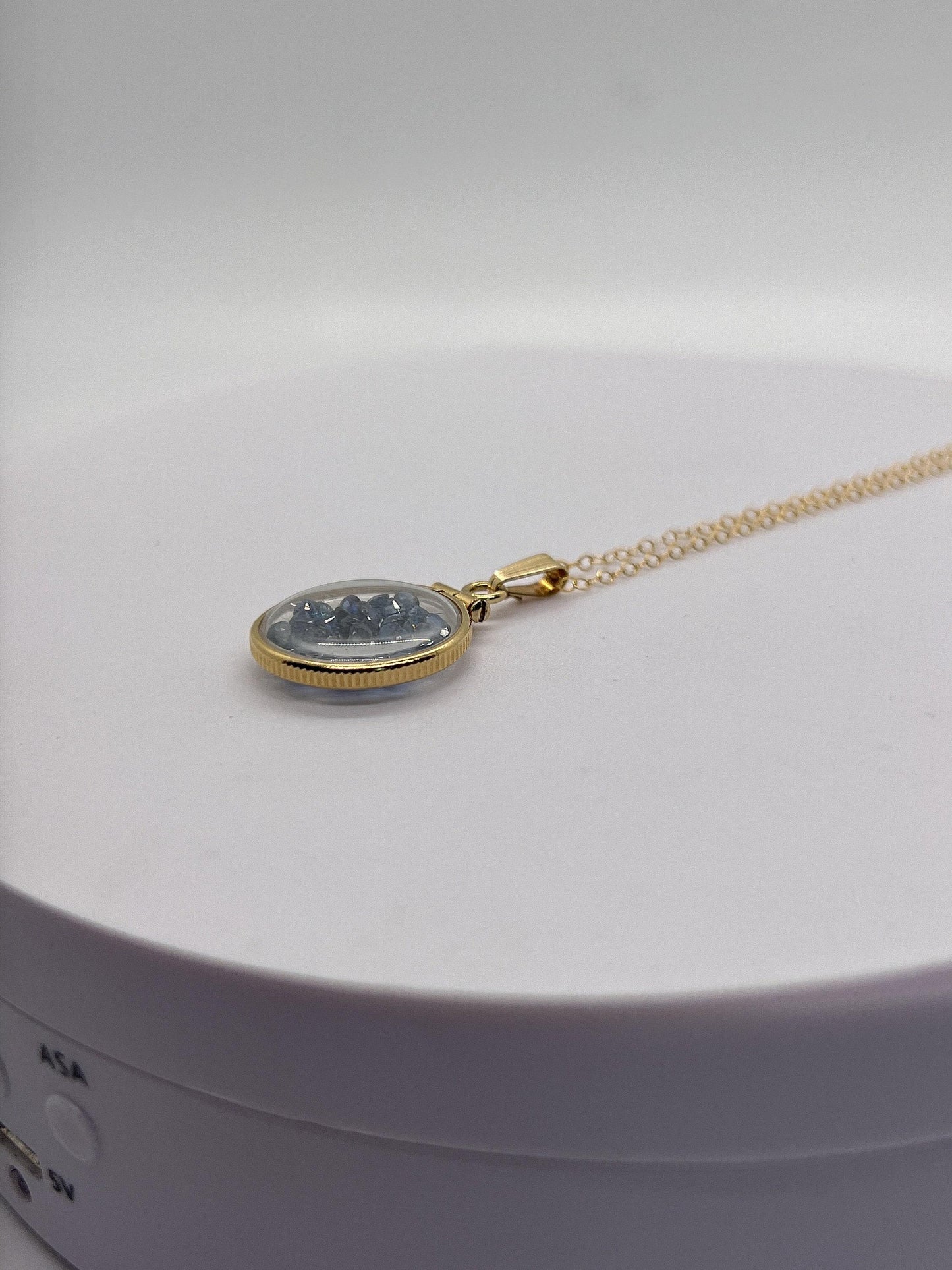 14k solid gold handmade dime size sapphire shaker locket, 2.0 tcw,  september birthstone.