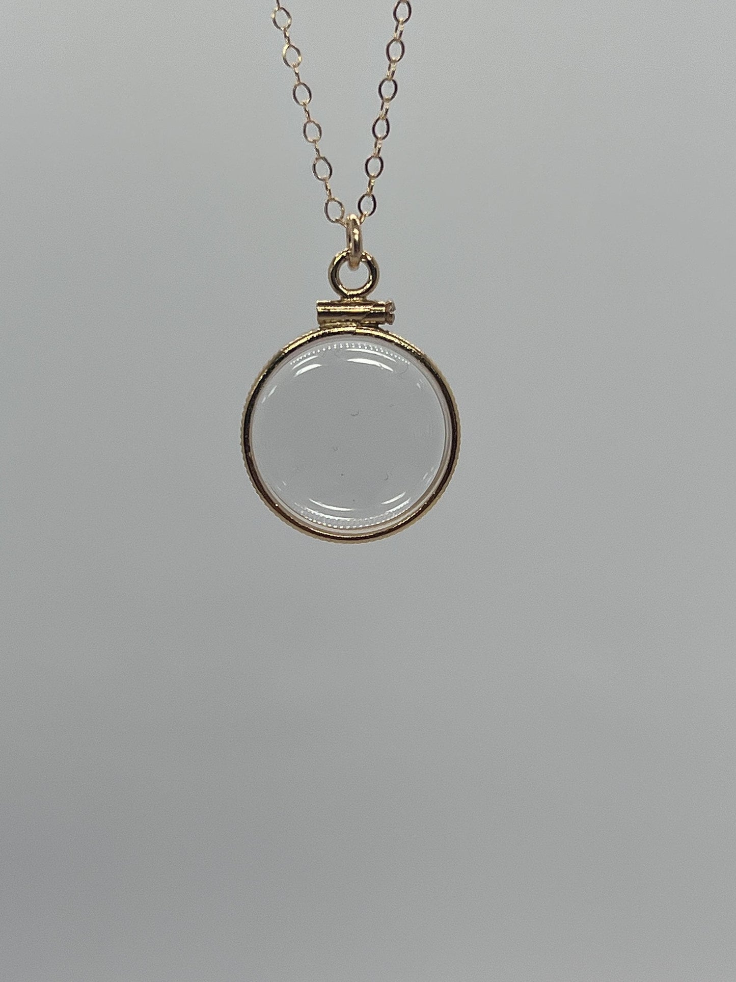 Solid 14k gold empty 16.5mm  handmade shaker locket w/ free  small  screw driver waiting for your little treasures, with chain