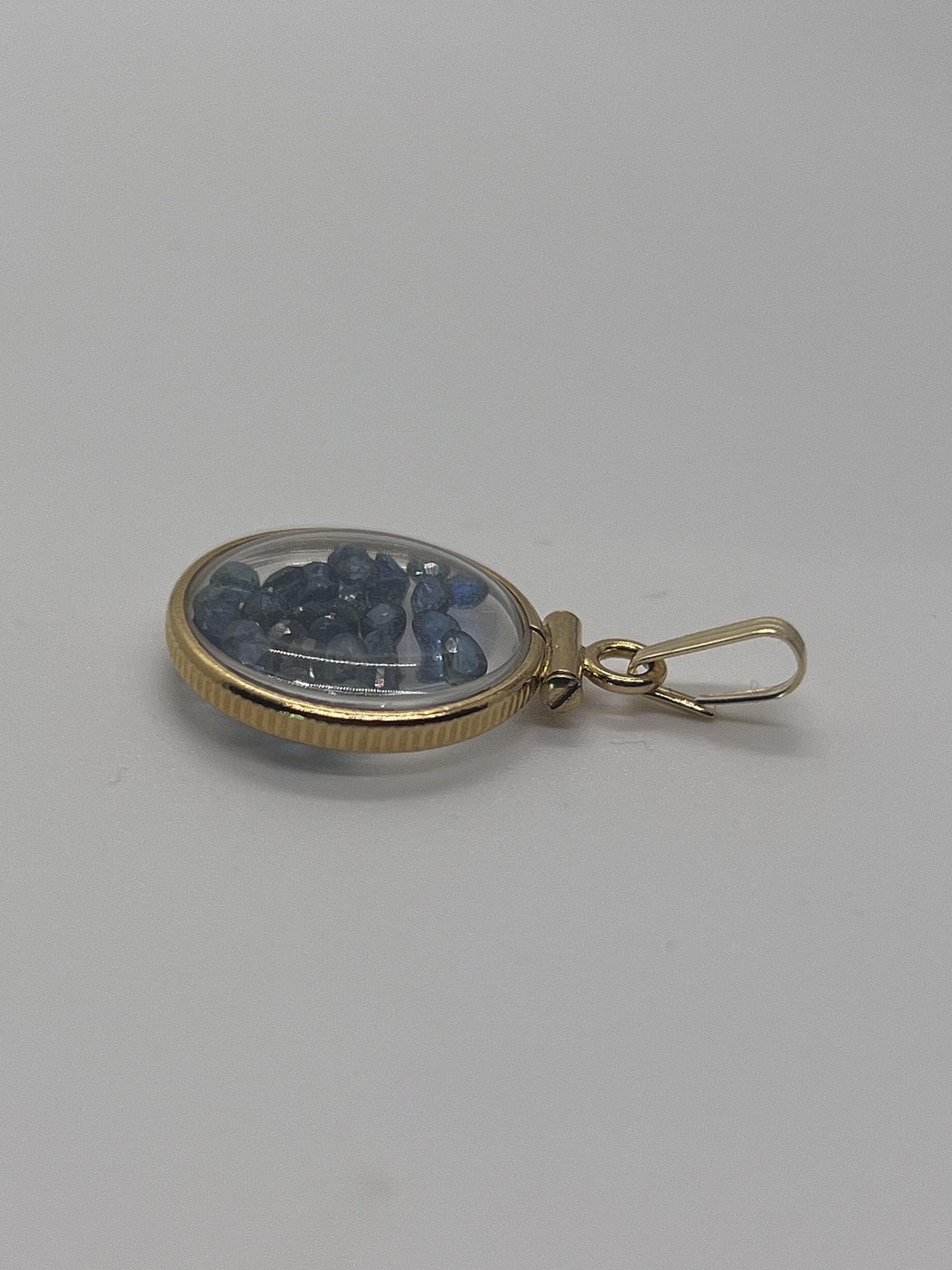 14k solid gold handmade dime size sapphire shaker locket, 2.0 tcw,  september birthstone.