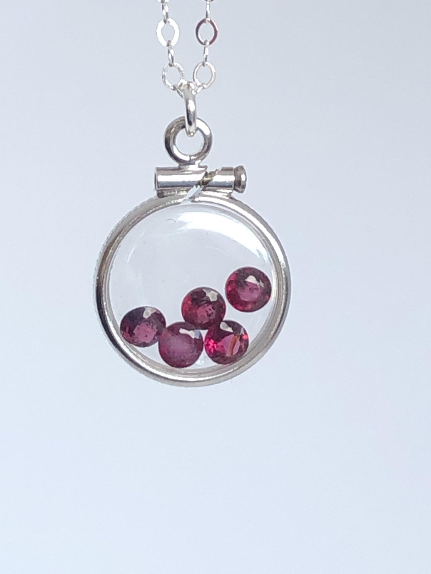 Dainty handmade garnet sterling silver shaker locket w/.91 tcw beautiful gems, january birthstone customize one for your mother's day ask me