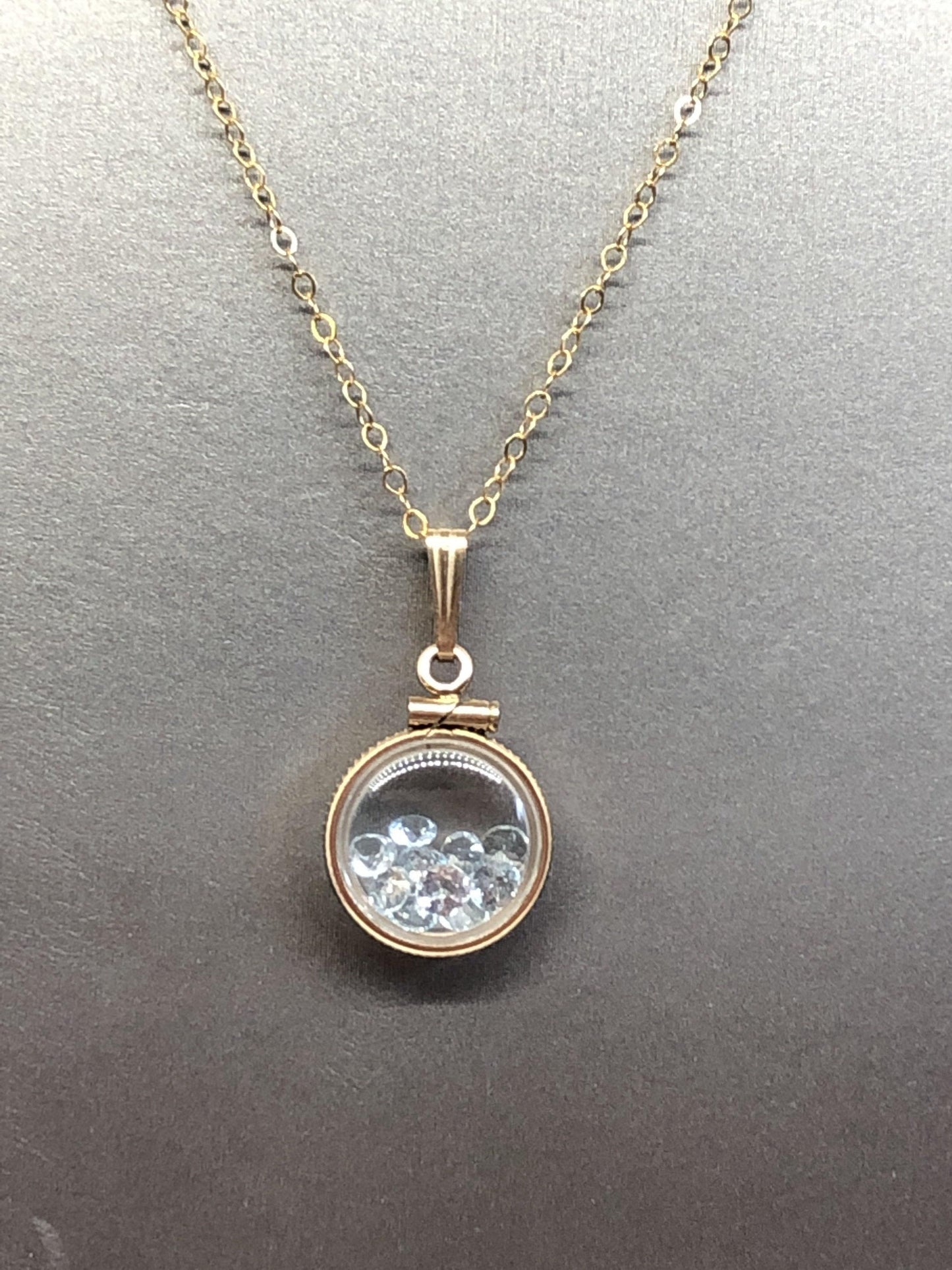 Handmade 1.1 tcw aquamarine shaker locket 14k gold filled or sterling silver with march birthstone