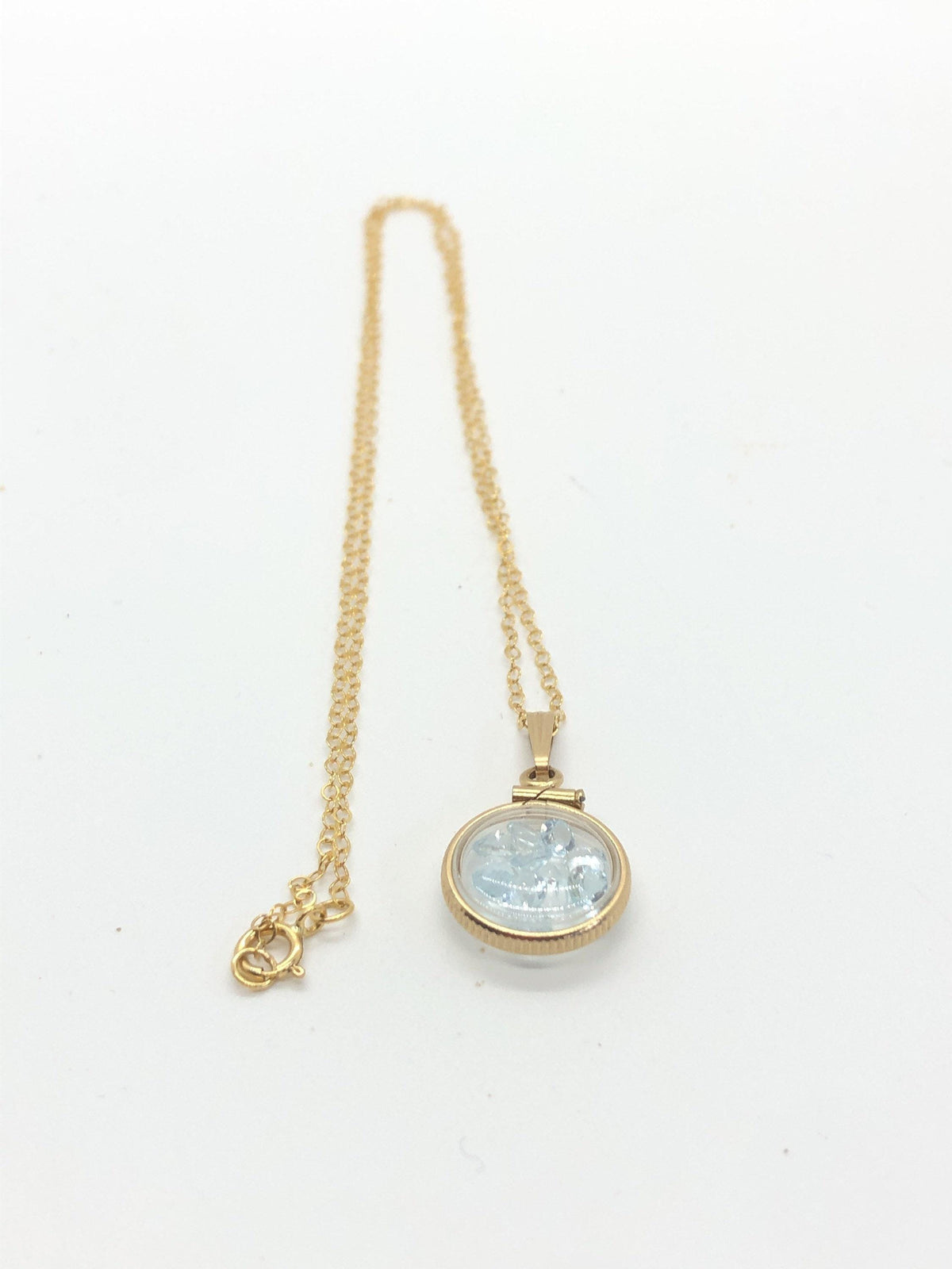 Handmade 1.1 tcw aquamarine shaker locket 14k gold filled or sterling silver with march birthstone