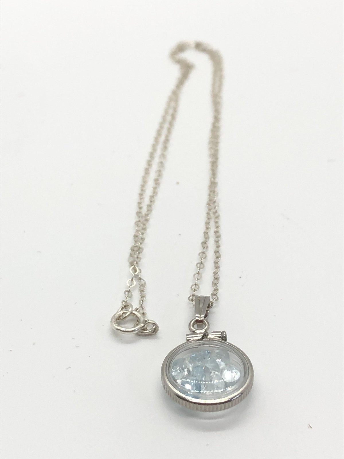 Handmade 1.1 tcw aquamarine shaker locket 14k gold filled or sterling silver with march birthstone