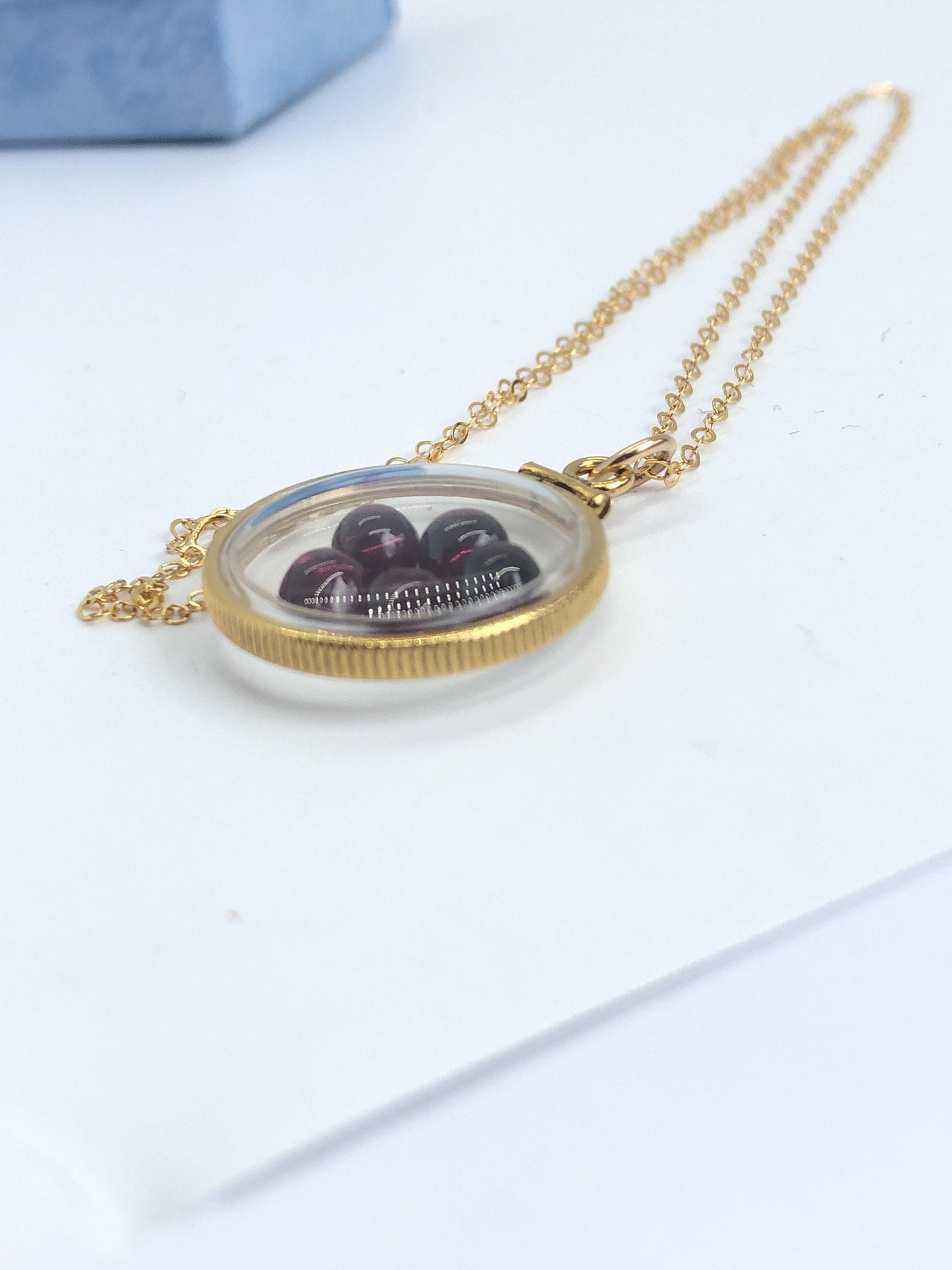 Vintage garnet shaker locket, 12k gold filled  w/ 4 ctw  of beautiful gems, january birthstone new old stock 50 years old  limited supply