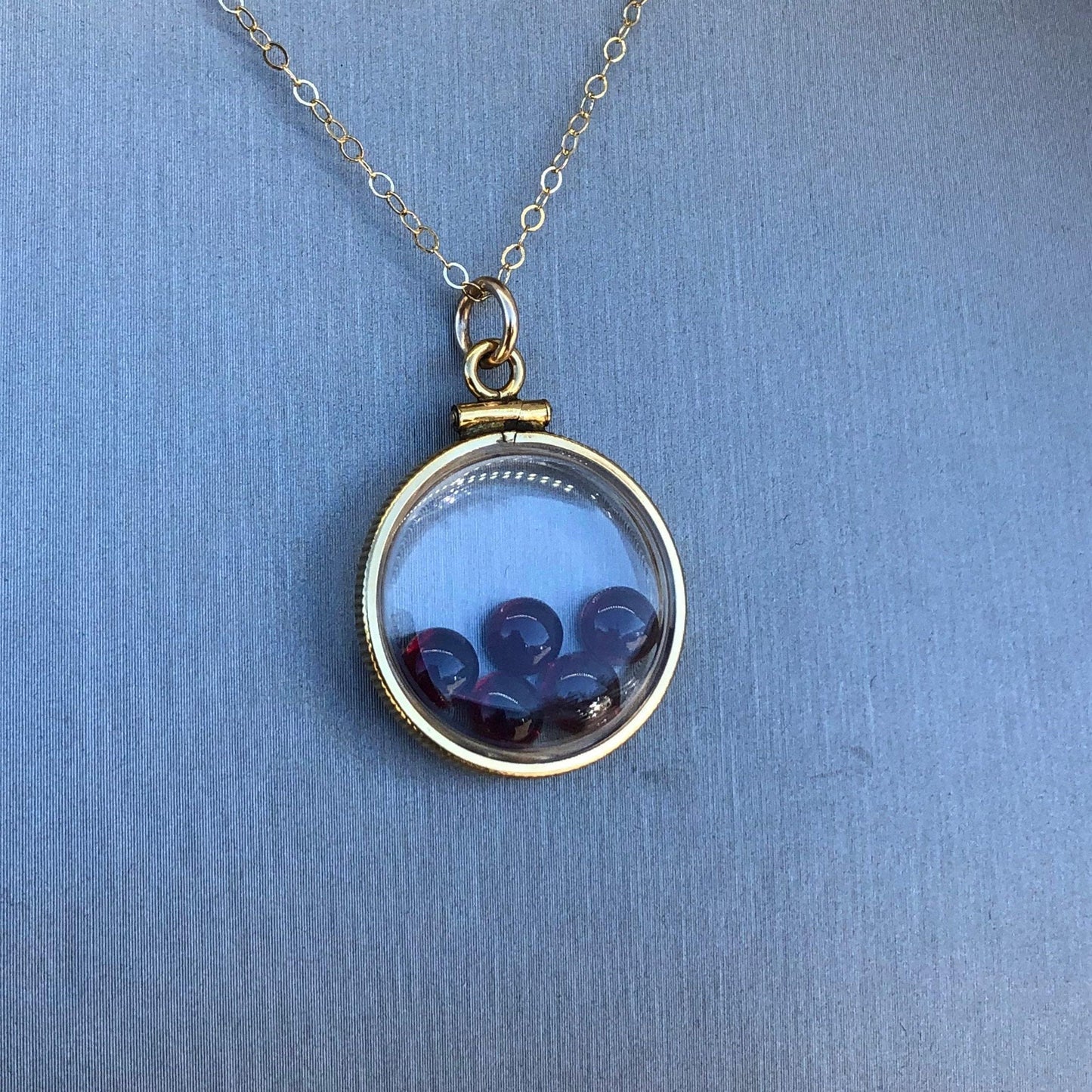 Vintage garnet shaker locket, 12k gold filled  w/ 4 ctw  of beautiful gems, january birthstone new old stock 50 years old  limited supply