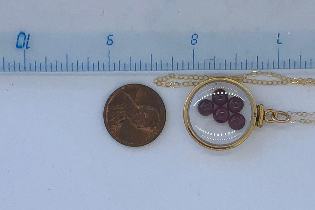 Vintage garnet shaker locket, 12k gold filled  w/ 4 ctw  of beautiful gems, january birthstone new old stock 50 years old  limited supply