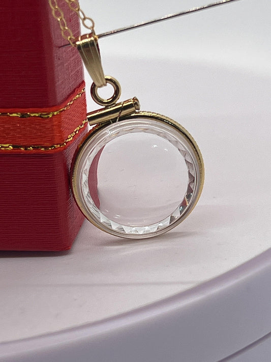 18mm 14K Gold-Filled Diamond-Edge Shaker Locket Necklace