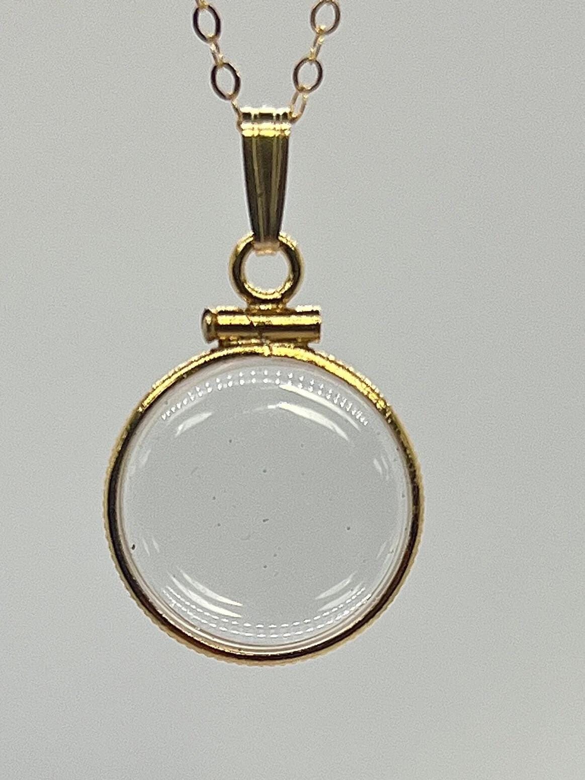 Handmade 16mm empty lucite shaker locket 14k solid gold with free screwdriver