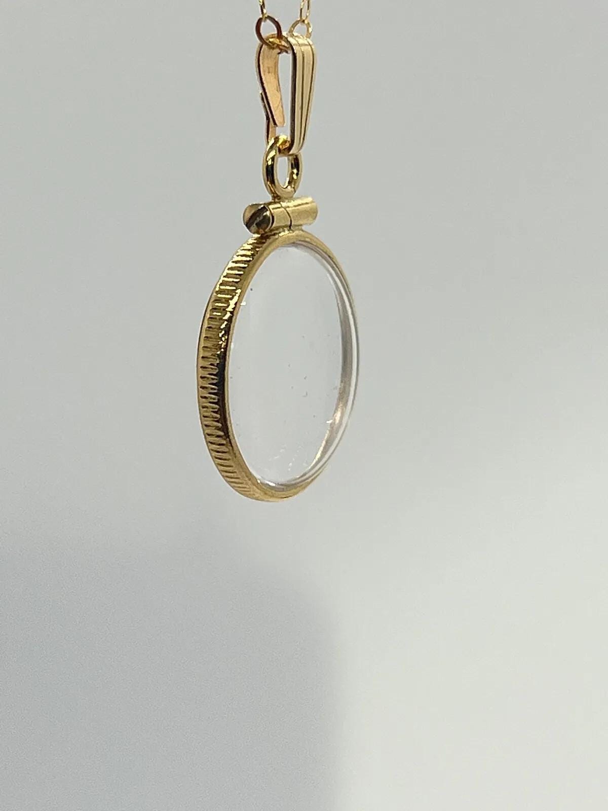 Handmade 16mm empty lucite shaker locket 14k solid gold with free screwdriver