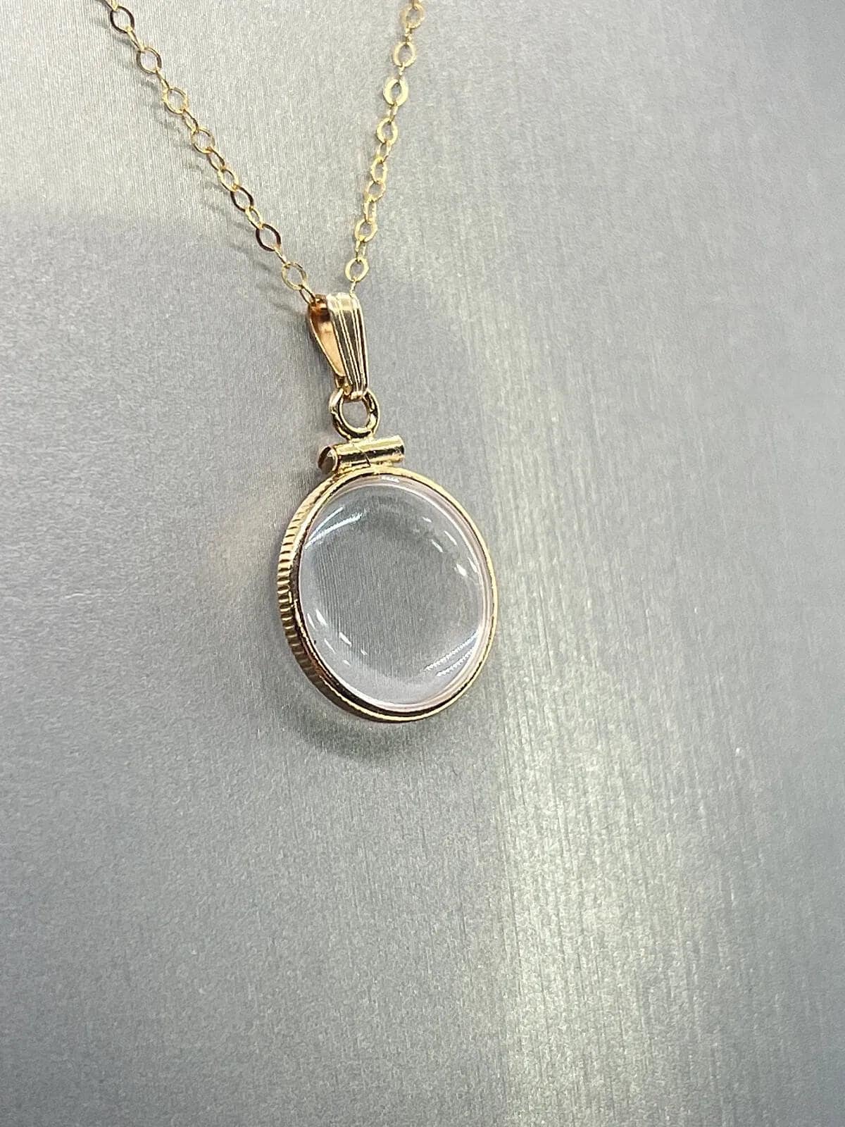 Handmade 16mm empty lucite shaker locket 14k solid gold with free screwdriver