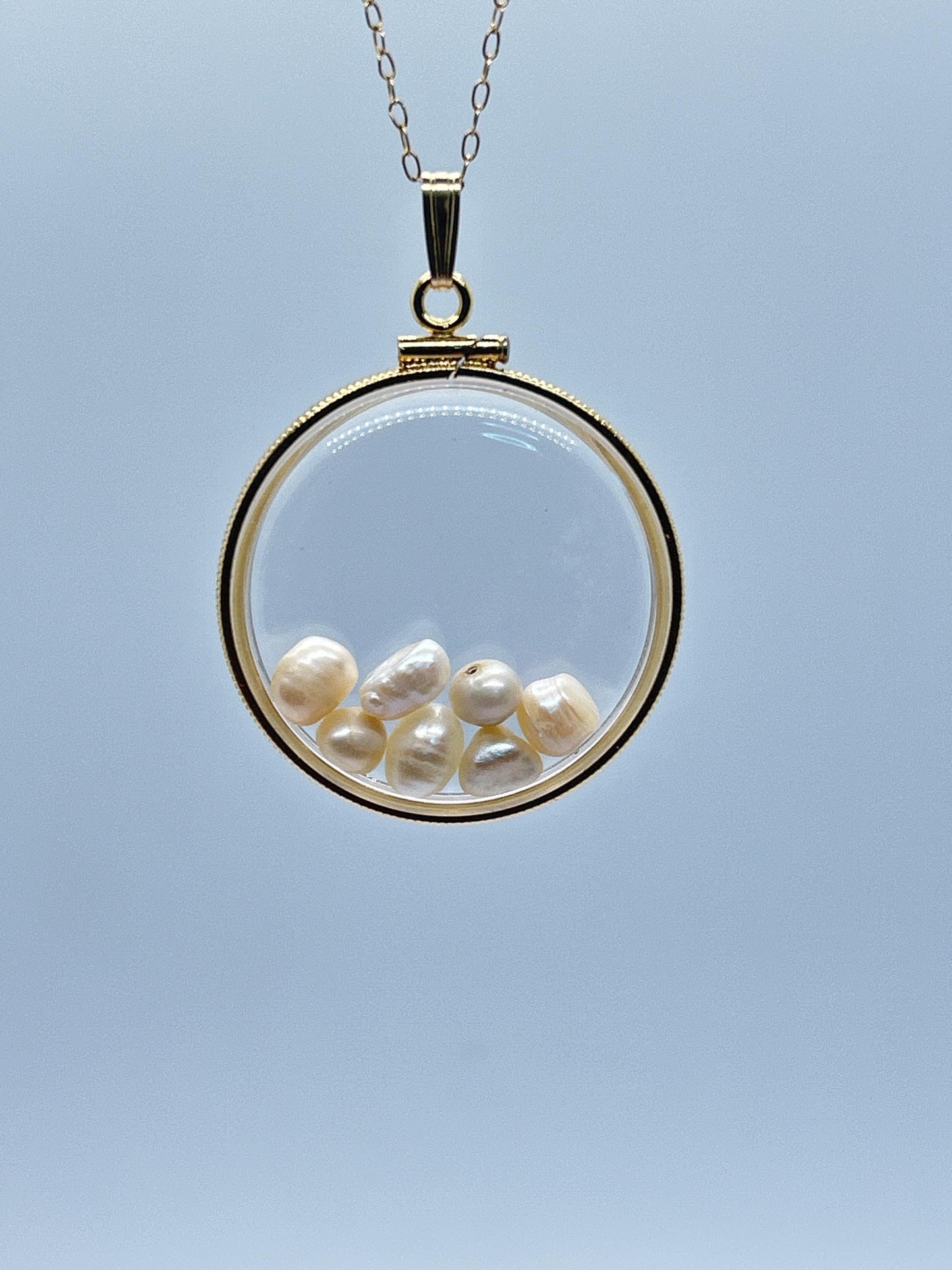 Empty customizable 30 mm handmade 14k gold filled shaker locket necklace w/ free screwdriver waiting for your little treasures
