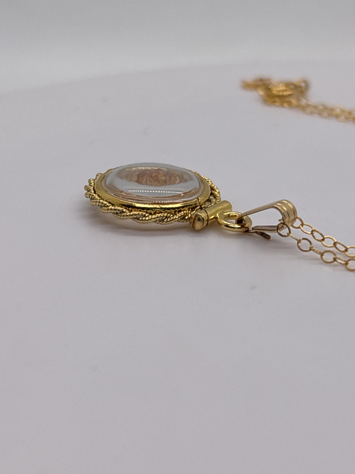 Handmade 12.5 mm 14k gold filled genuine gemstone  shaker locket with twisted rope edge bezel, 0.75 cttw. citrine, november birthstone