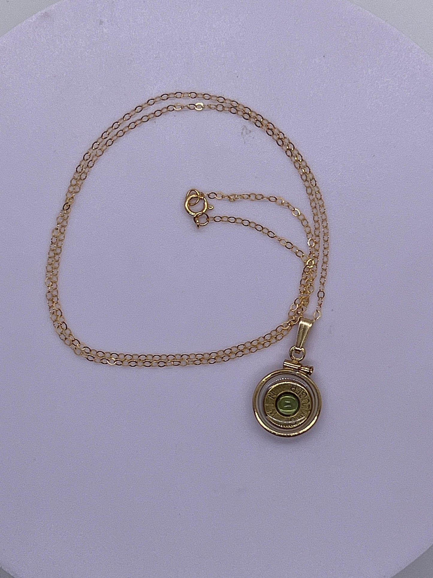 Handmade 14k gold filled 9mm bullet view locket, finished with a genuine gemstone, ruby, sapphire,lapis, moonstone, peridot, tiger eye