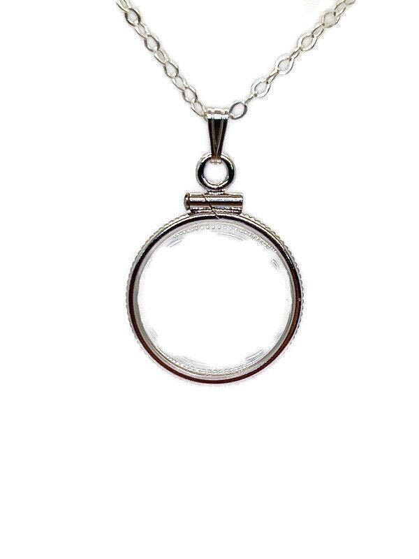 Dime sized empty customizable handmade sterling silver shaker locket necklace w/ free screwdriver waiting for small treasure. free gift box