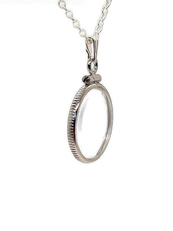 Dime sized empty customizable handmade sterling silver shaker locket necklace w/ free screwdriver waiting for small treasure. free gift box