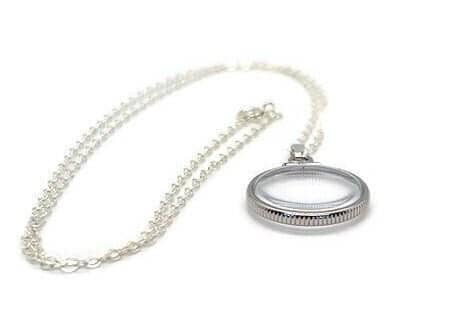Dime sized empty customizable handmade sterling silver shaker locket necklace w/ free screwdriver waiting for small treasure. free gift box