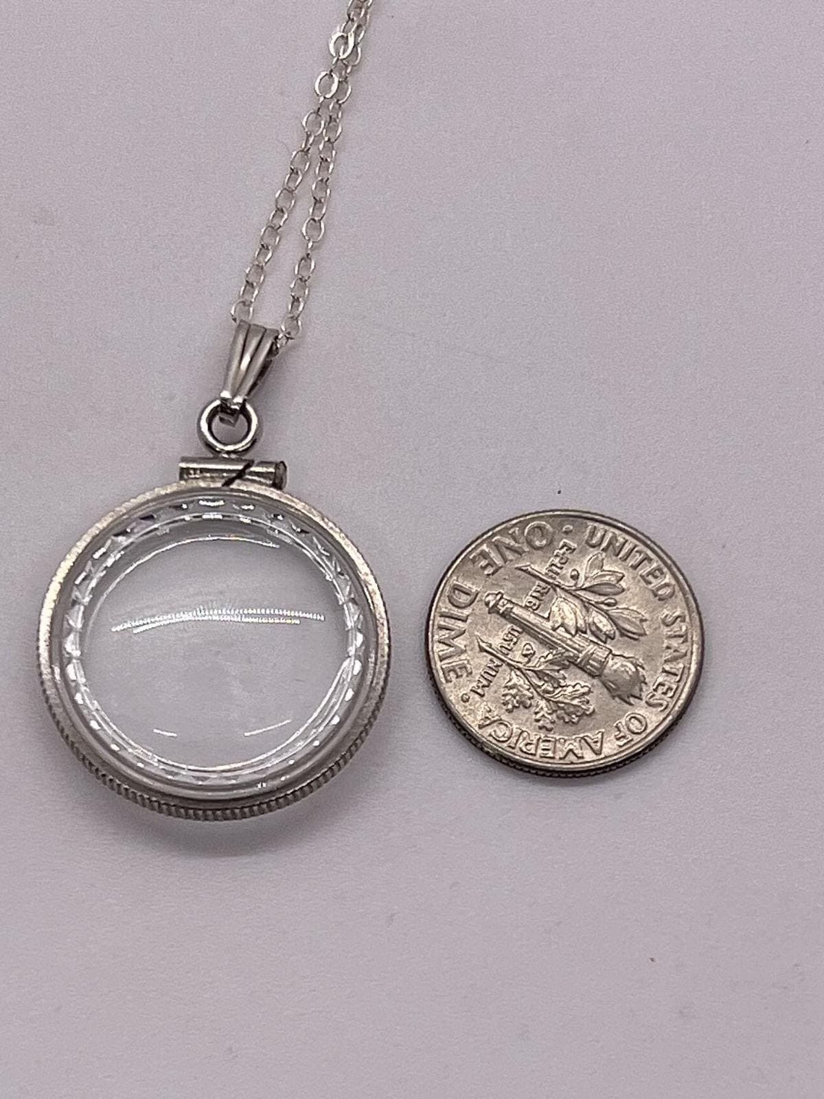 Empty customizable nickel size sterling silver lucite shaker locket diamond edge