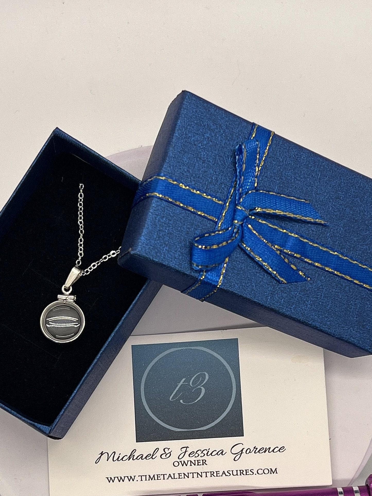 Handmade diminutive sterling silver tanzanite shaker locket lucite view locket, necklace, with beautiful december birthstone, i.6 tcw gems