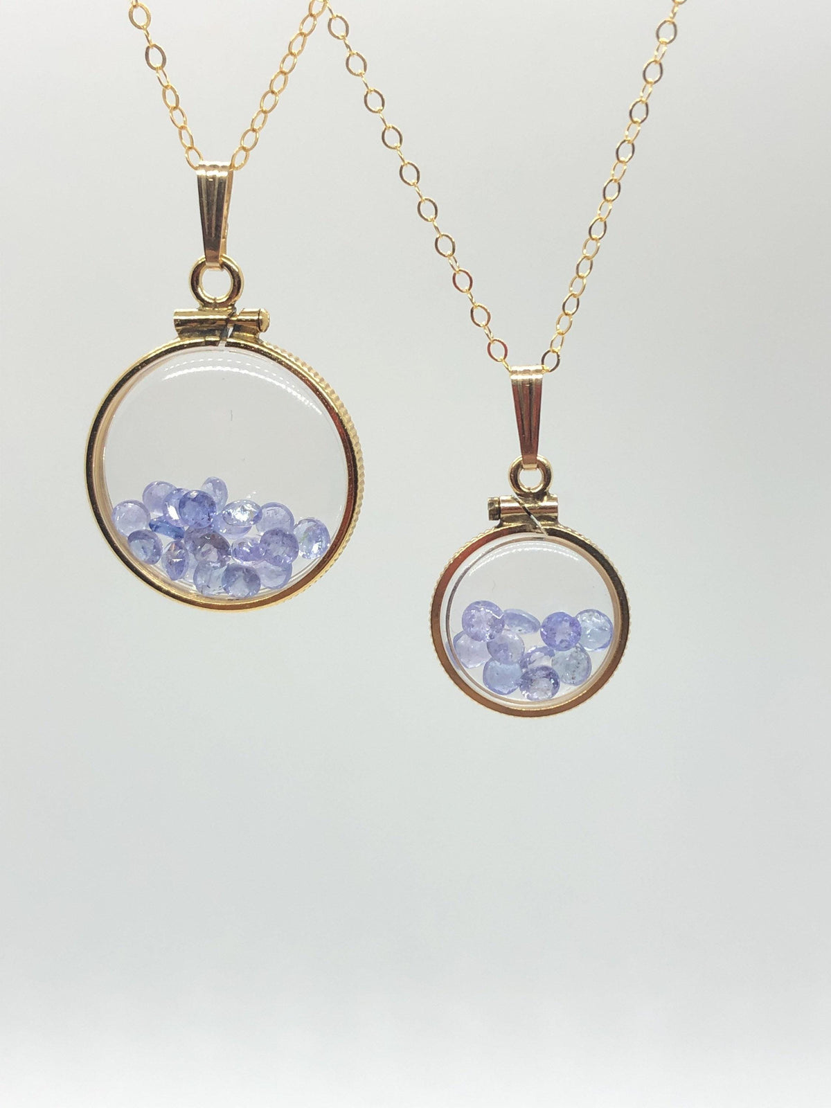 Vintage tanzanite shaker locket 14k gold filled, 50 year old new stock,  20mm or 15 mm customize one for your mother's day