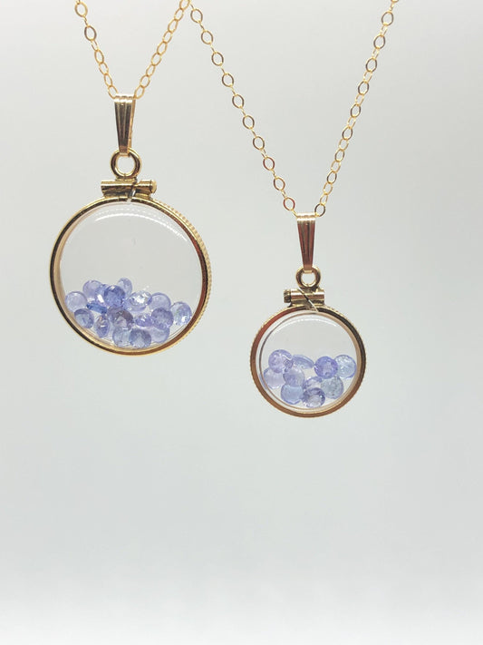 Vintage tanzanite shaker locket 14k gold filled, 50 year old new stock,  20mm or 15 mm customize one for your mother's day