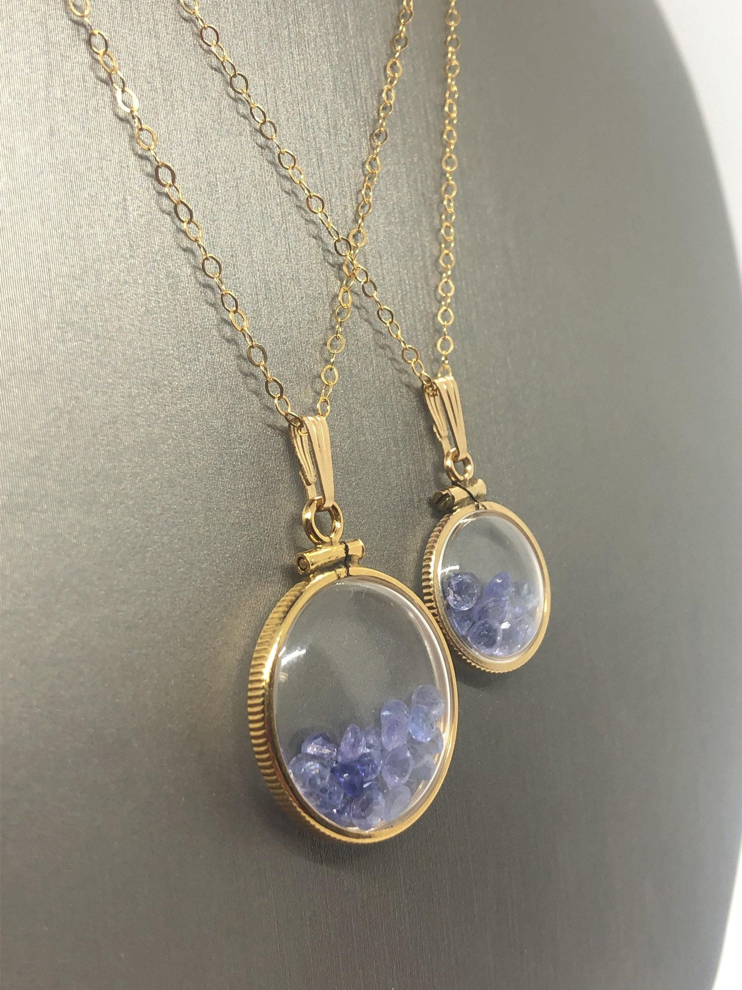 Vintage tanzanite shaker locket 14k gold filled, 50 year old new stock,  20mm or 15 mm customize one for your mother's day