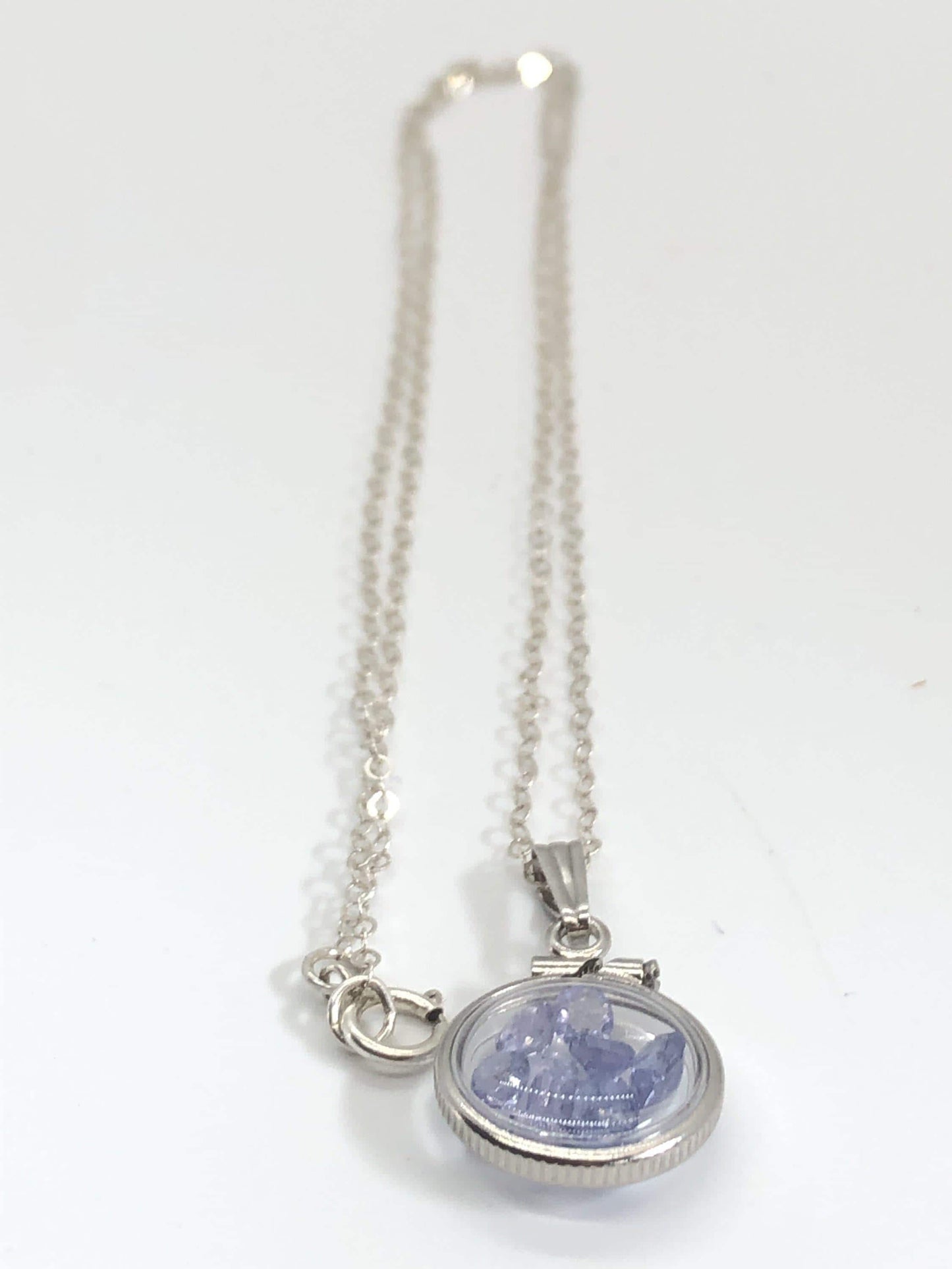 Diminutive  tanzanite shaker locket 14k gf or silver  with beautiful december birthstone, .9tcw round cut gems