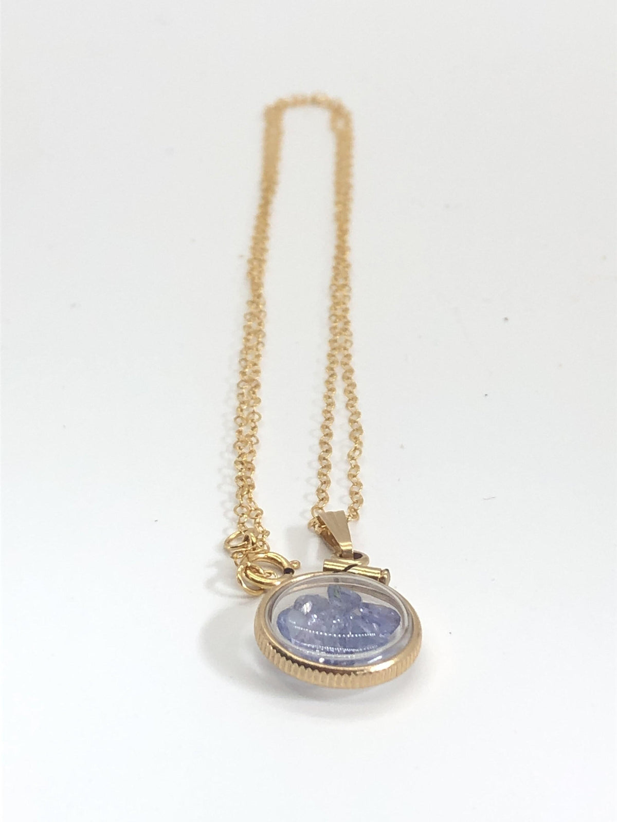 Diminutive  tanzanite shaker locket 14k gf or silver  with beautiful december birthstone, .9tcw round cut gems