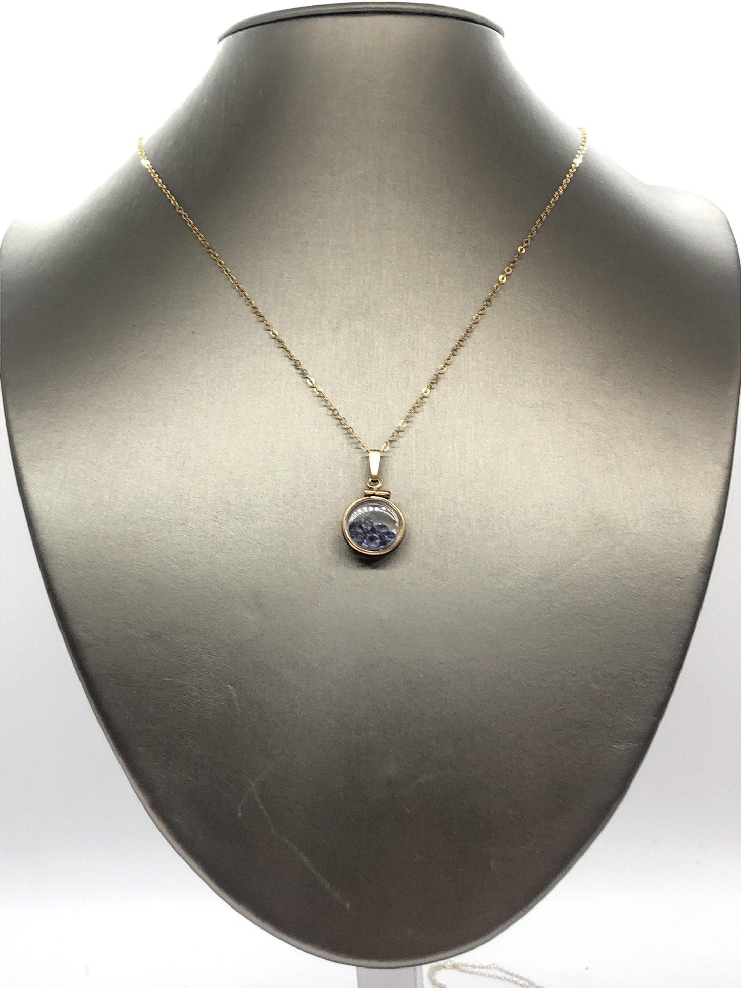 Diminutive  tanzanite shaker locket 14k gf or silver  with beautiful december birthstone, .9tcw round cut gems