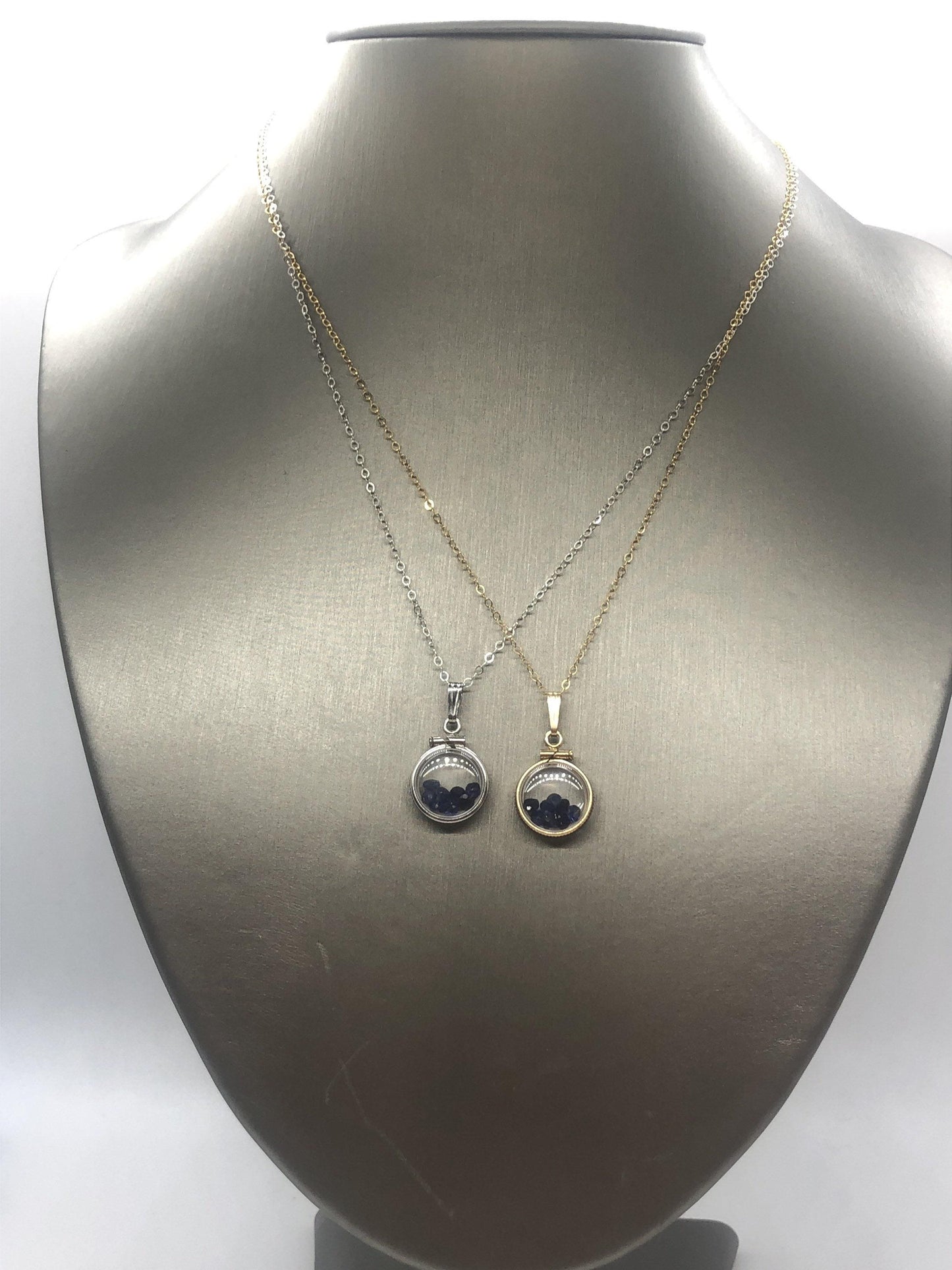 Diminutive 1.6 tcw sapphire shaker locket 14k gold filled  or sterling silver filled w/ beautiful september birthstone
