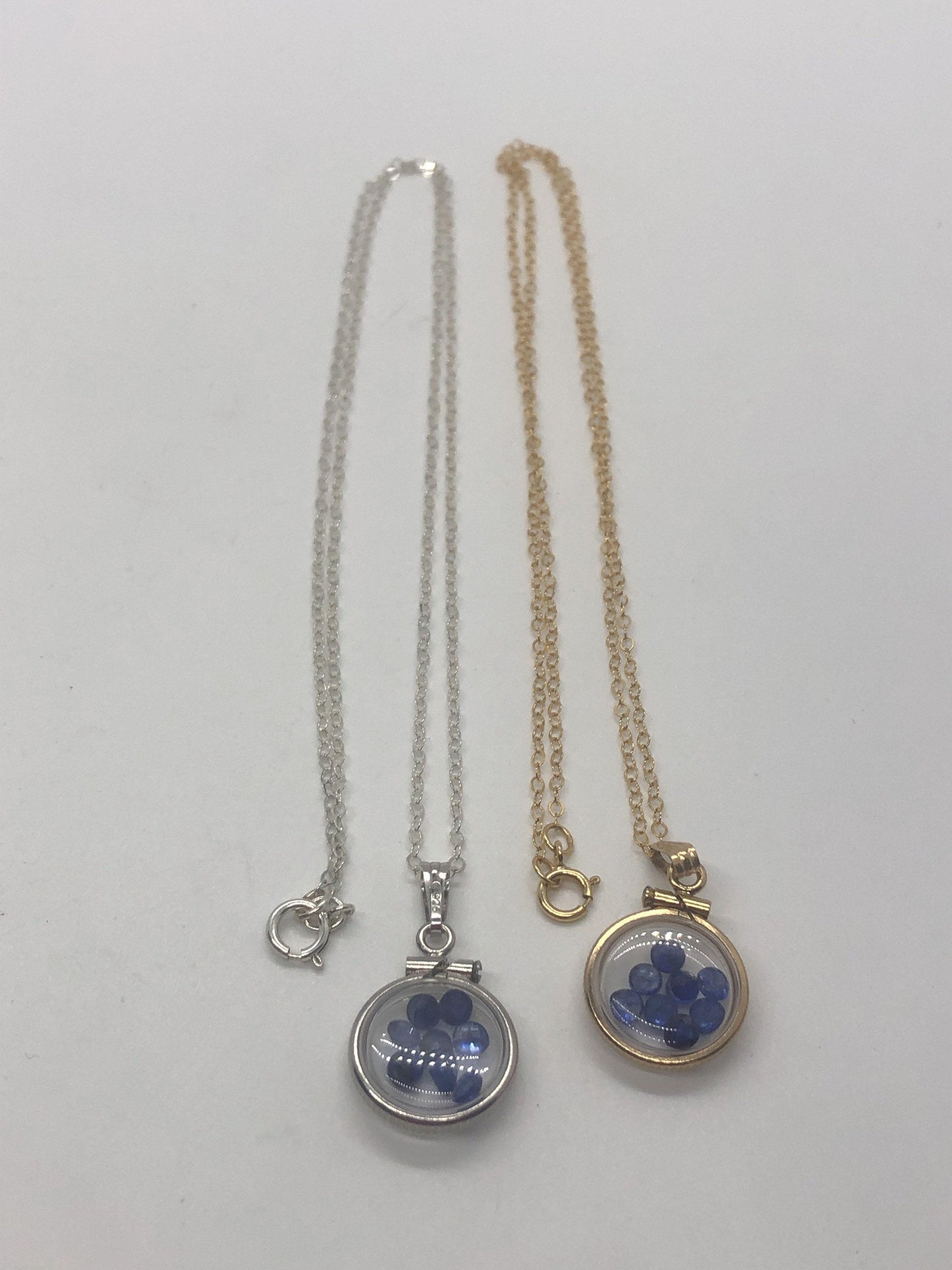 Diminutive 1.6 tcw sapphire shaker locket 14k gold filled  or sterling silver filled w/ beautiful september birthstone