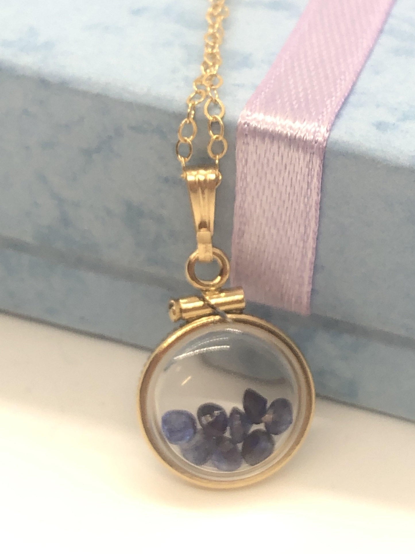 Diminutive 1.6 tcw sapphire shaker locket 14k gold filled  or sterling silver filled w/ beautiful september birthstone