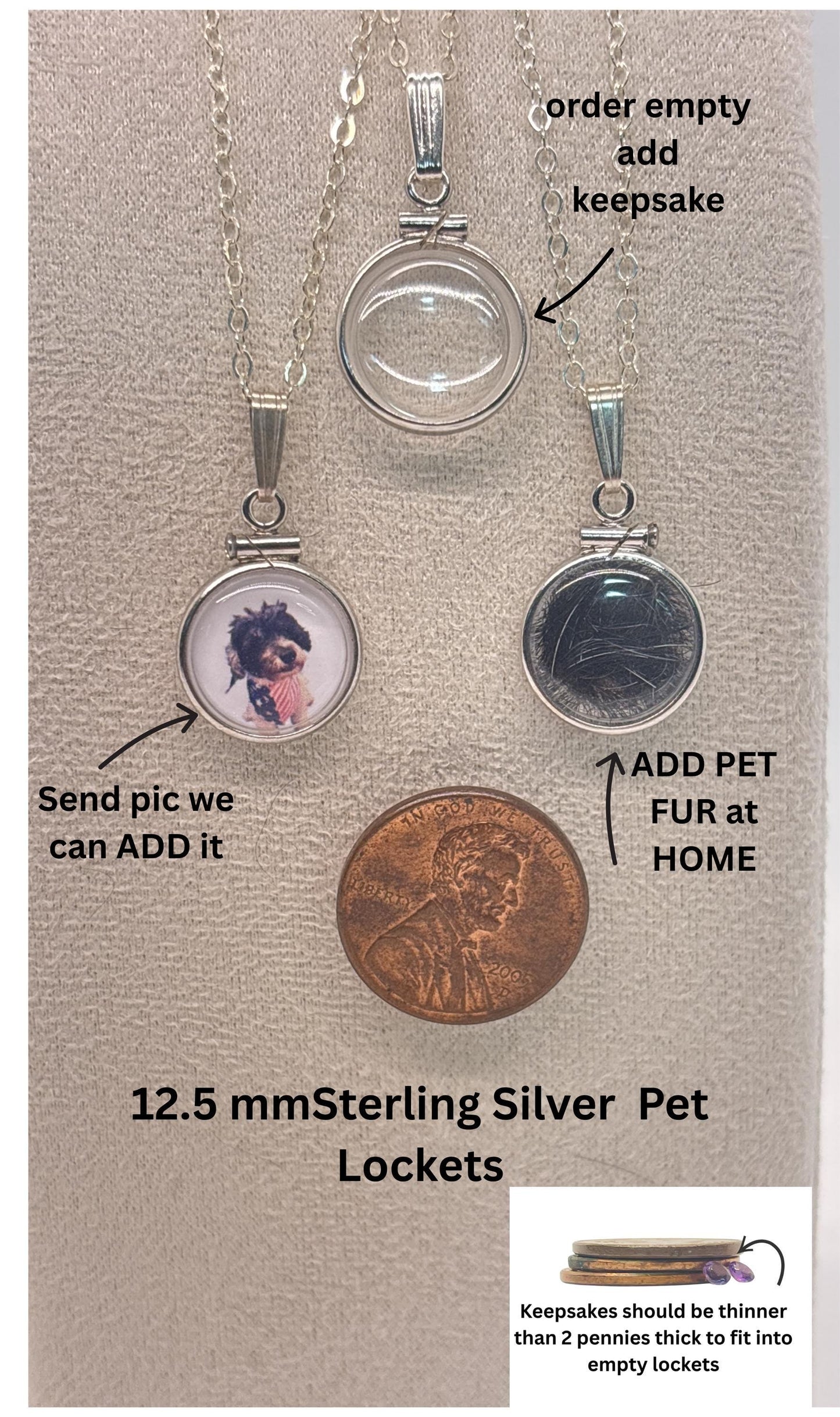 Sterling silver customizable pet, dog cat photo fur or keepsake locket add your pet's photo, fur, keepsake
