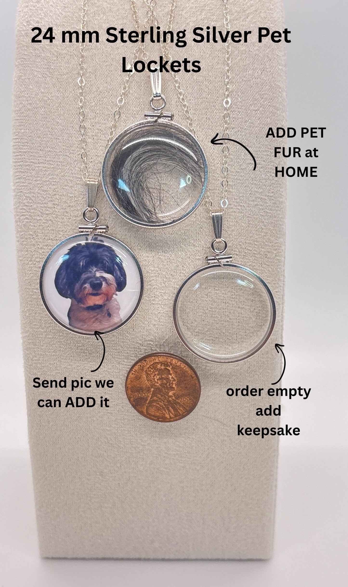 Sterling silver customizable pet, dog cat photo fur or keepsake locket add your pet's photo, fur, keepsake