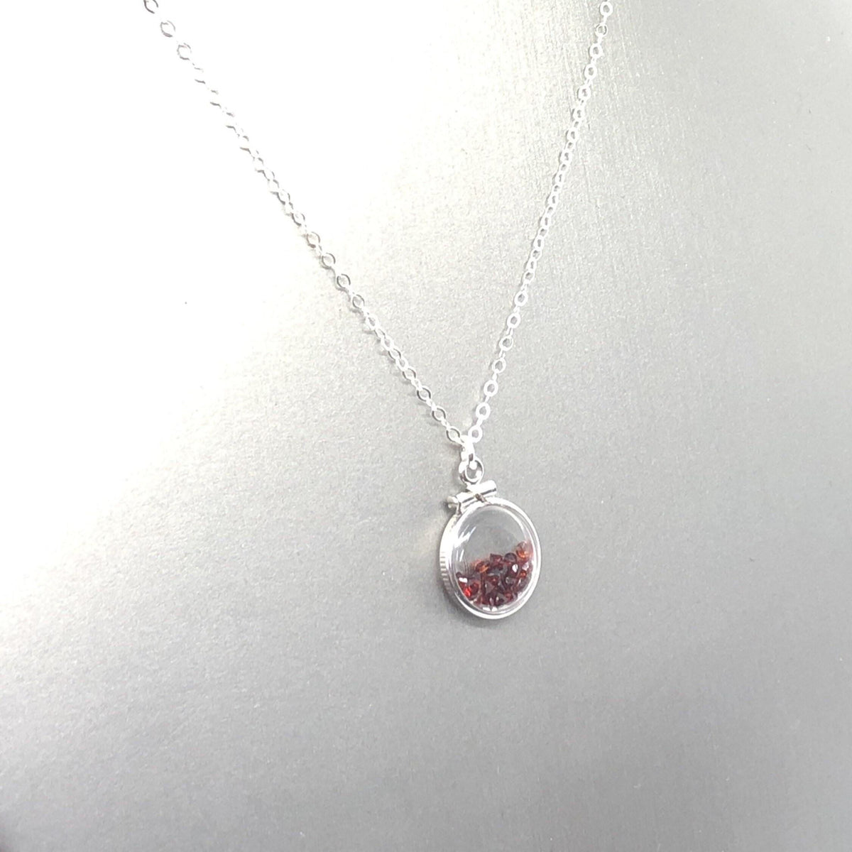 Handmade garnet/sterling silver shaker locket with 0.85 tcw of beautiful  genuine gems  january birthstone, dainty, make one for mom?ask me