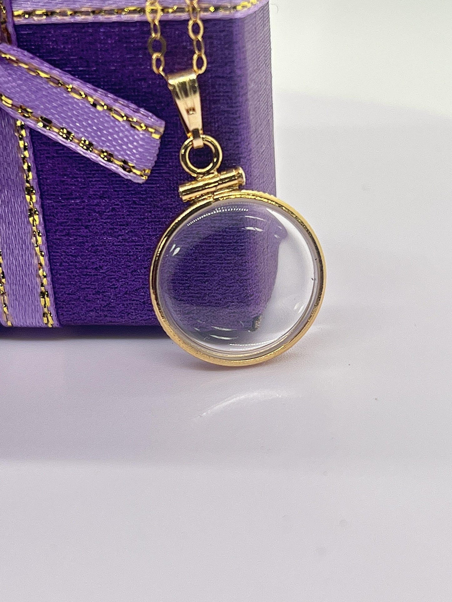 Solid 14k gold empty 16.5mm  handmade pet memorial fur or hair locket w/ free  small  screw driver dog or cat fur keepsake.