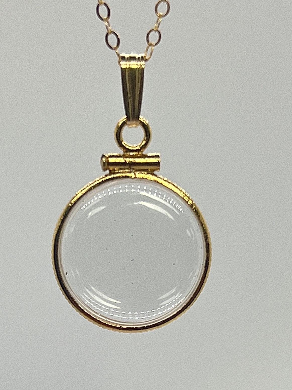 Solid 14k gold empty 16.5mm  handmade pet memorial fur or hair locket w/ free  small  screw driver dog or cat fur keepsake.