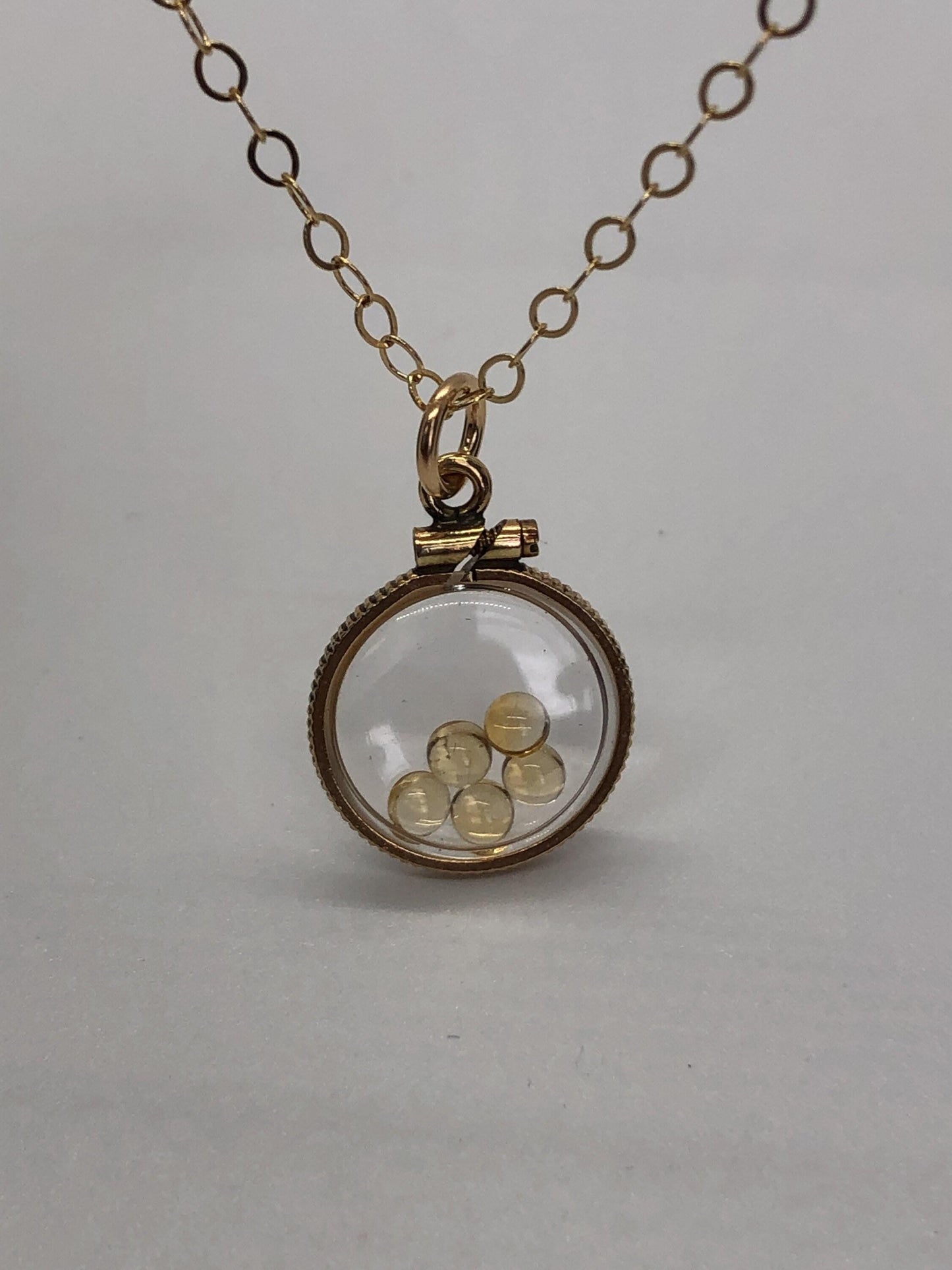 Vintage brazilian citrine shaker locket filled with natural cabochons, nov. birthstone you can create one for your mom! ask