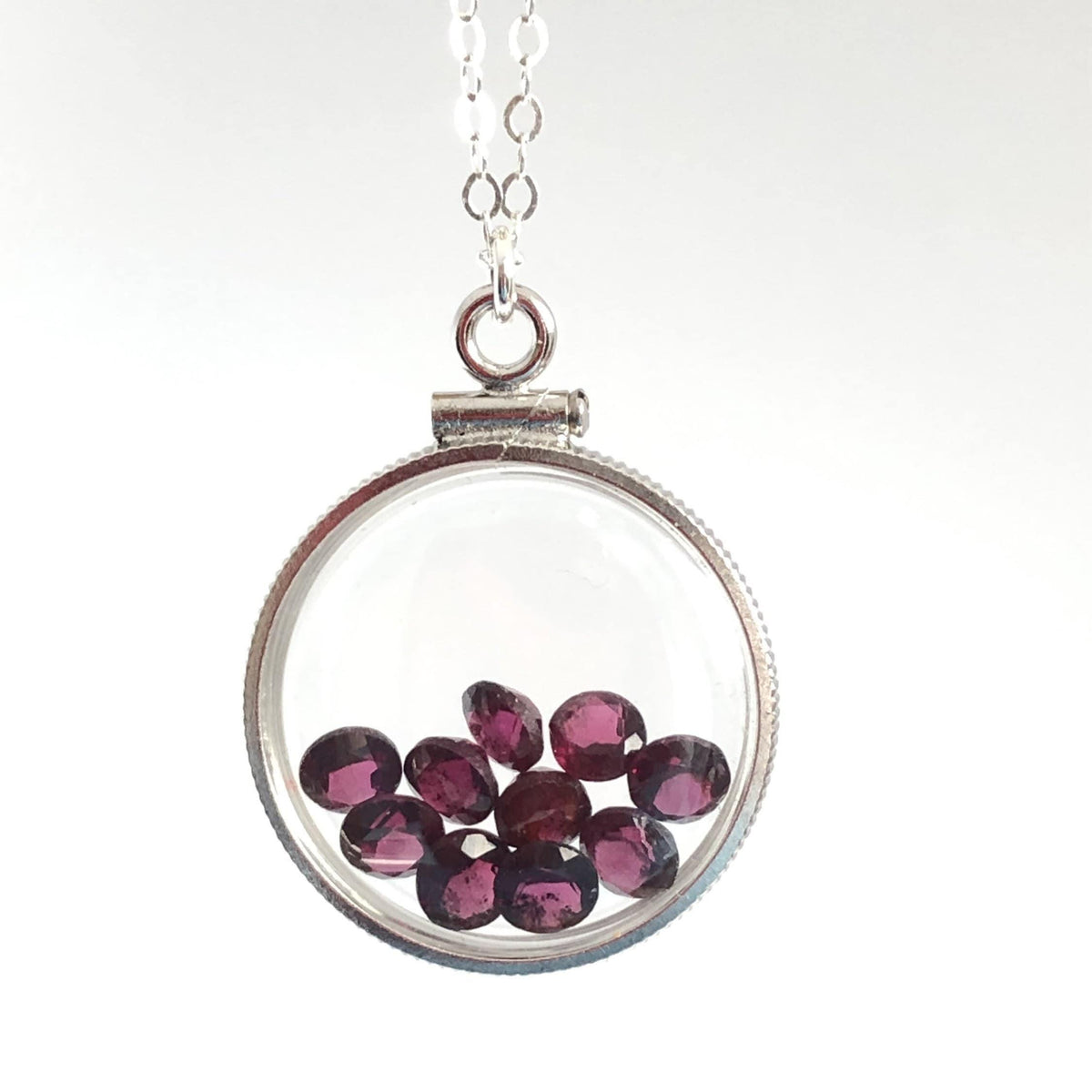 Handmade garnet sterling silver shaker locket with 4.16 ctw natural gems, january birthstone customize one for your mother's day! just ask