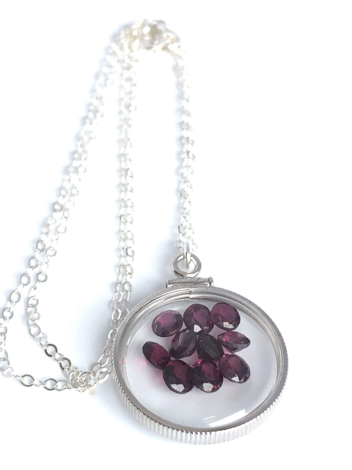 Handmade garnet sterling silver shaker locket with 4.16 ctw natural gems, january birthstone customize one for your mother's day! just ask