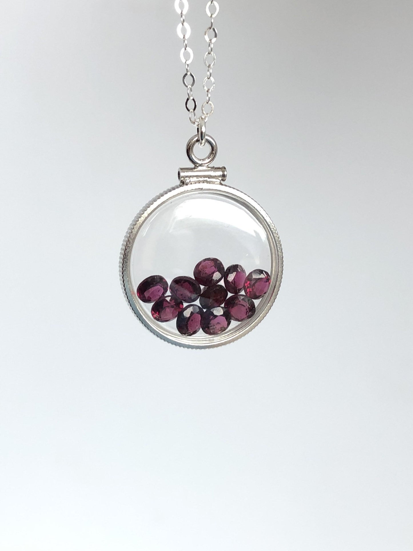 Handmade garnet sterling silver shaker locket with 4.16 ctw natural gems, january birthstone customize one for your mother's day! just ask