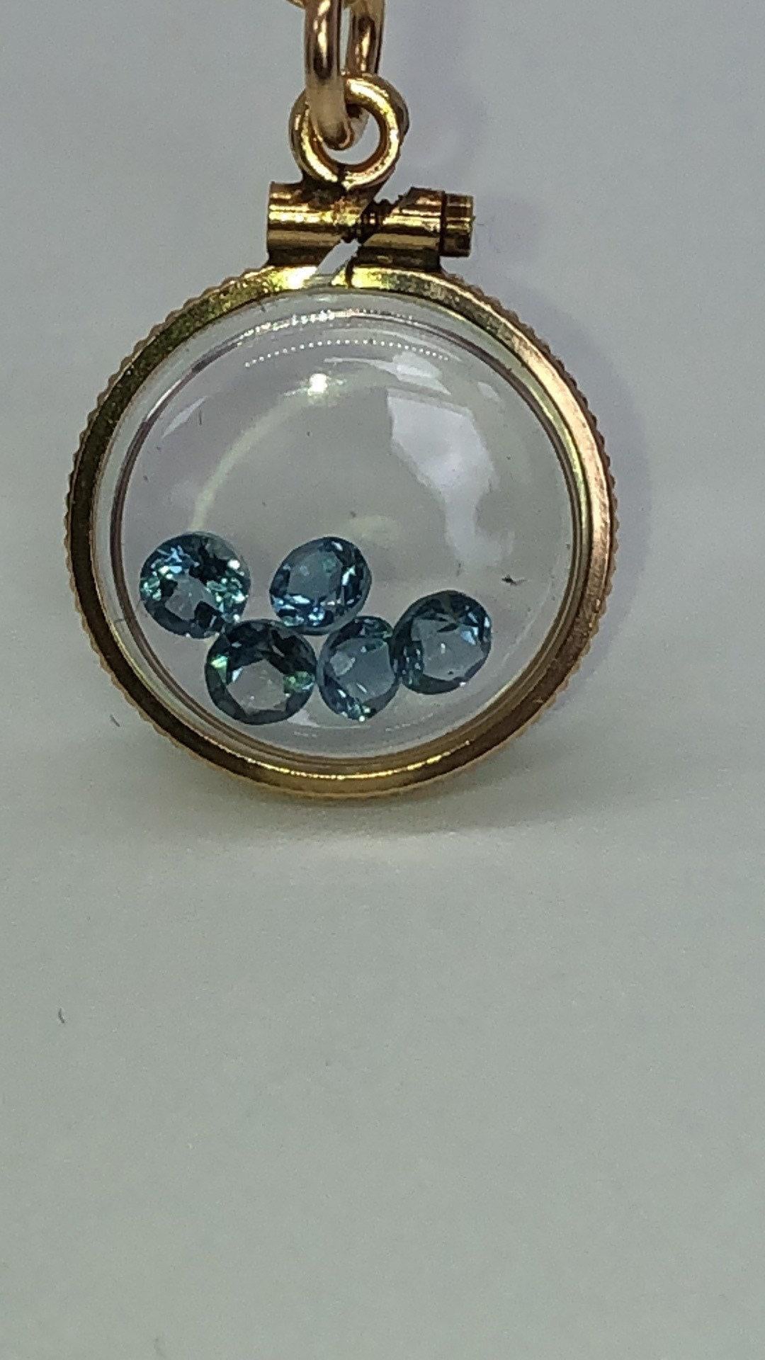 Vintage topaz shaker locket 12k gold filled with five beautiful faceted genuine round cut 3mm gemstones, november birthstone new old stock