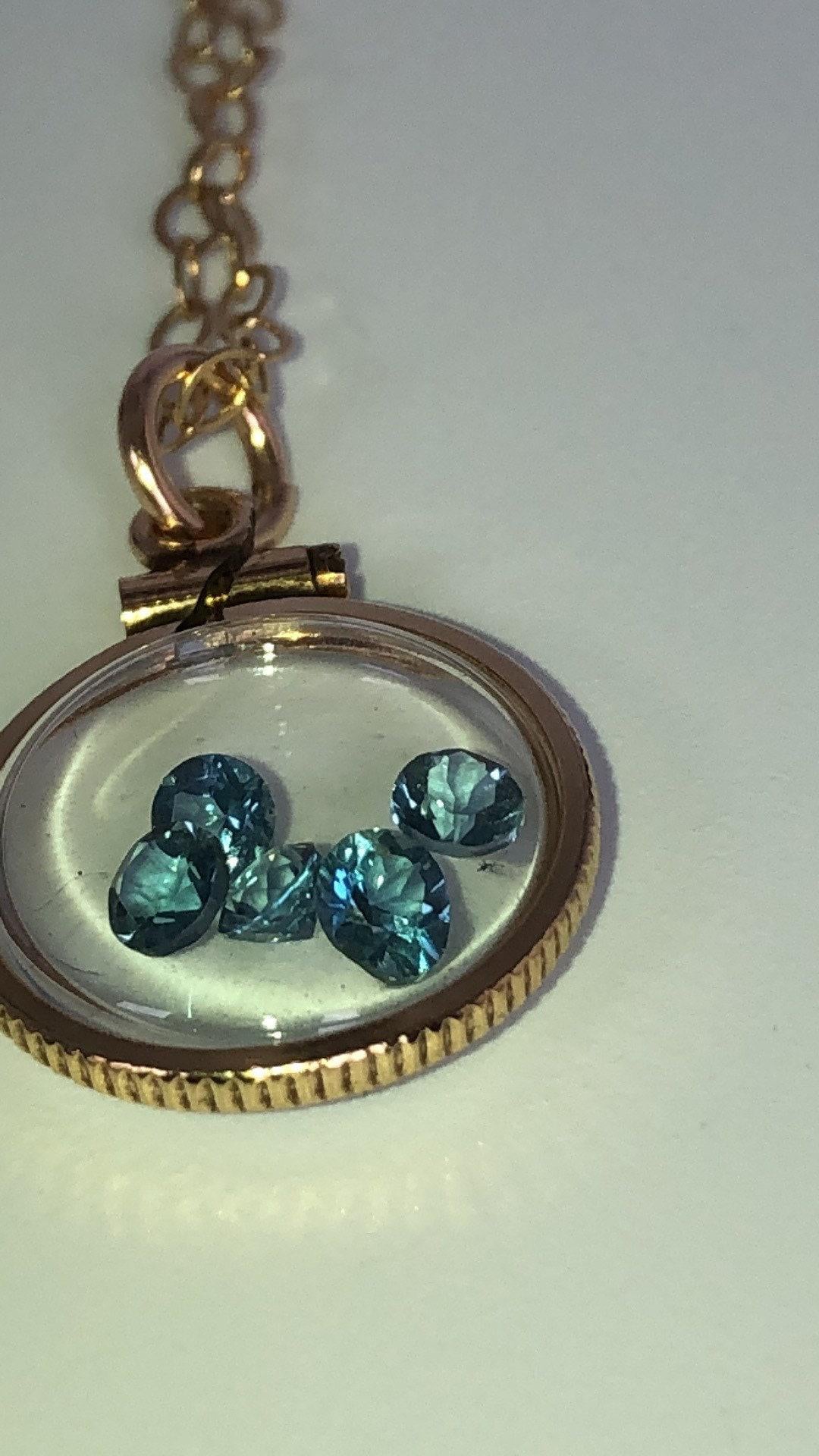 Vintage topaz shaker locket 12k gold filled with five beautiful faceted genuine round cut 3mm gemstones, november birthstone new old stock