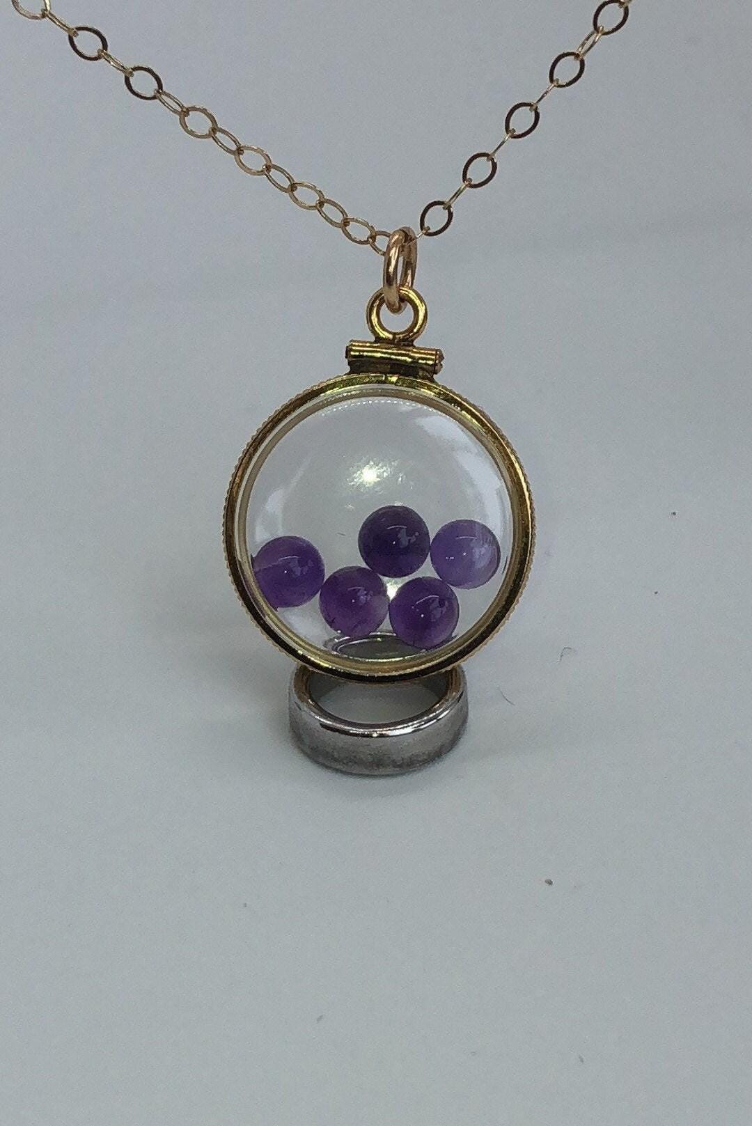 Vintage amethyst shaker locket, gold filled with natural gems, handmade, new old stock 50 years old, customize one for mother's day just ask