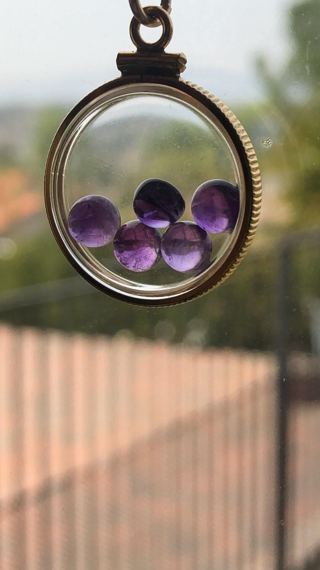 Vintage amethyst shaker locket, gold filled with natural gems, handmade, new old stock 50 years old, customize one for mother's day just ask