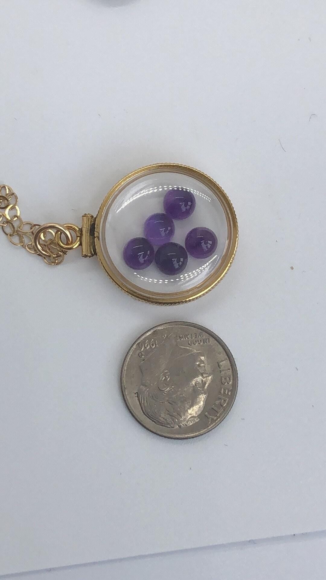 Vintage amethyst shaker locket, gold filled with natural gems, handmade, new old stock 50 years old, customize one for mother's day just ask