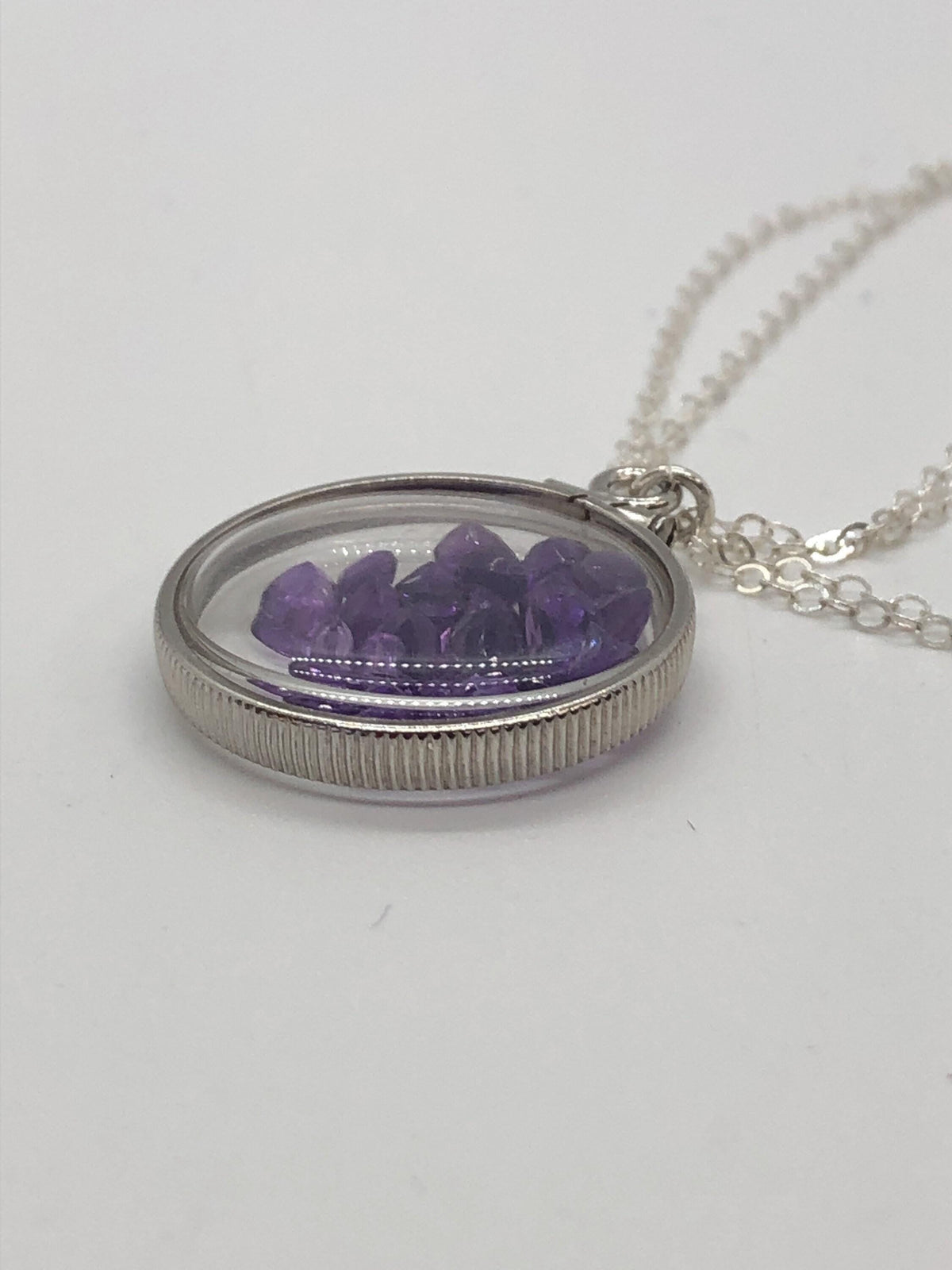 Handmade amethyst/sterling silver shaker locket w/  genuine gems weighing 2.4 tcw, february birthstone. make 1 for your mom! ask me
