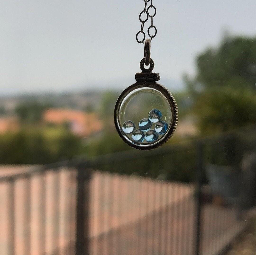 Vintage baby blue natural topaz shaker locket, gold filled with genuine gems. new old stock 50 years old! limited supply custom for mom? ask