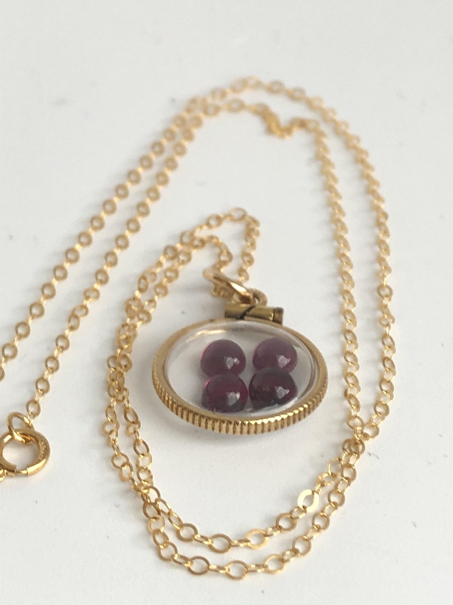 Vintage garnet shaker locket  12k gold w/ 1.6 ctw beautiful gems, january birthstone new old stock, 50 year old lockets limited supply