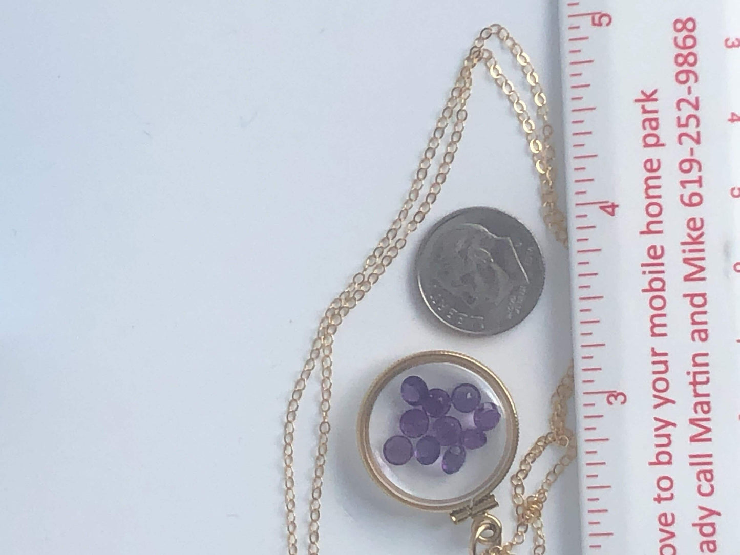 Handmade amethyst shaker locket 20mm, gold filled locket,  2.9  tcw, february birthstone make one for your mom for mother's day, ask me