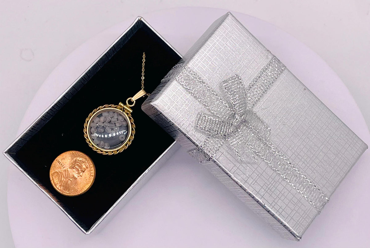 Hand made 21 mm nickel size 14k gold filled lucite genuine moonstone shaker locket with rope edge and  beautiful bead crystals.